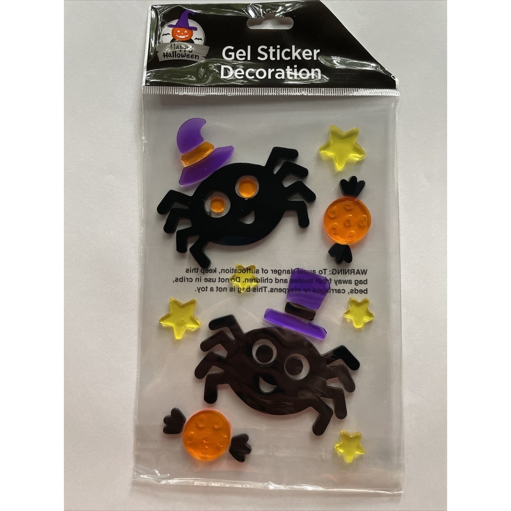 NEW‎ HALLOWEEN 21 pc Window Gel Clings Stickers Decorations Candy Spiders Stars!